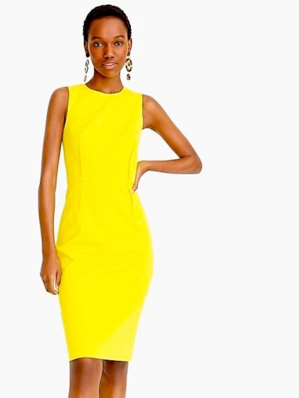 NWT J. Crew Sheath Dress Bi-Stretch Cotton Bright Yellow Canary Lemon US 10 $158